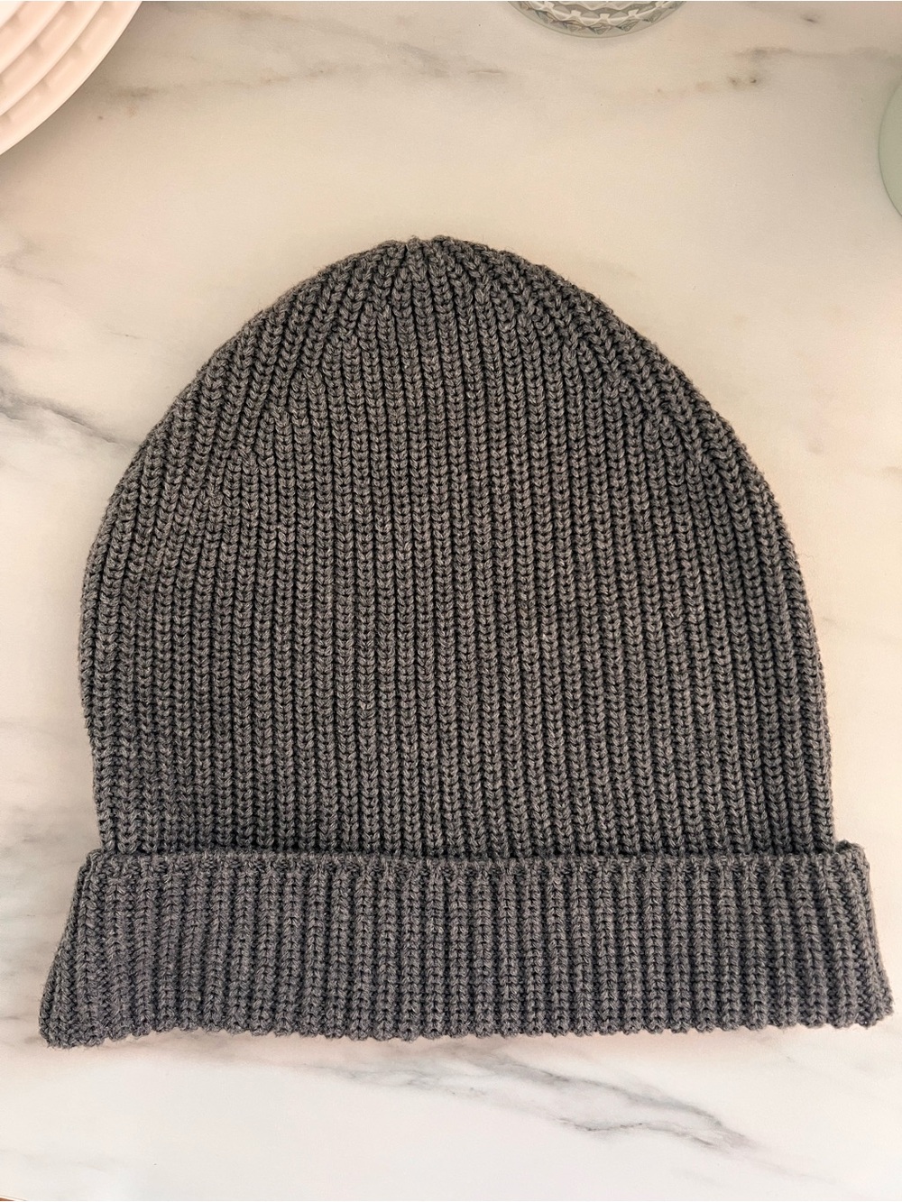 Women's Ribbed 100% Cotton Knit Beanie Hat - Gray